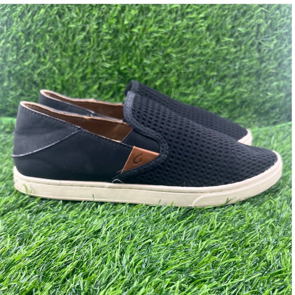 Black OluKai Womens Nohea Mesh Slip On Shoes Sneakers  Comfort Casual Size W7
